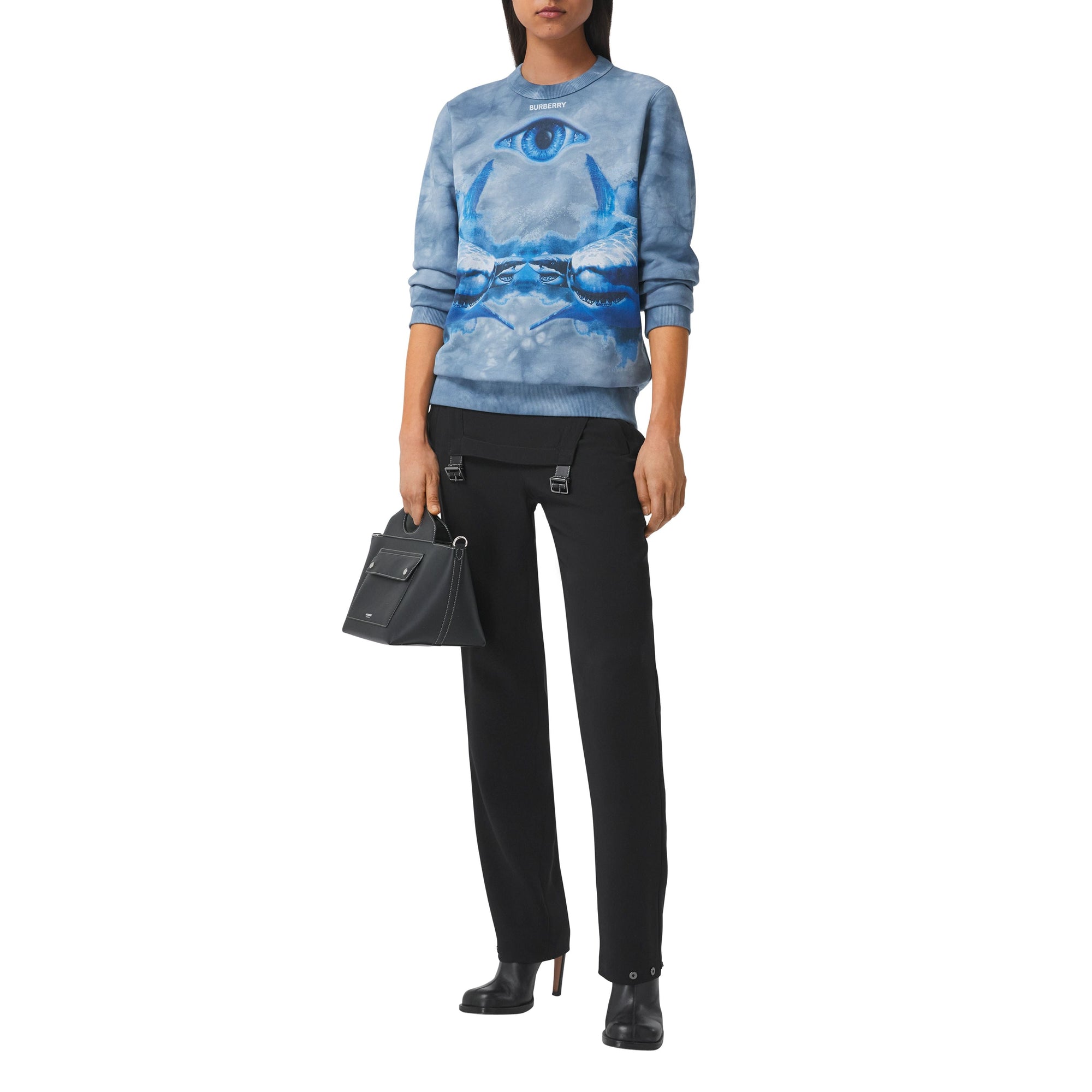 Sweat-shirt oversize en coton à imprimé requin - Ink Blue