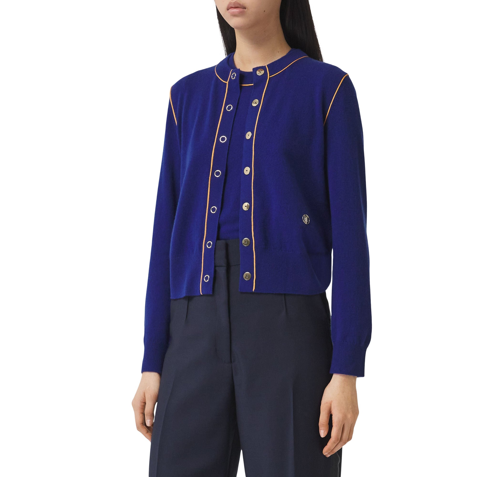 Cardigan Monogram en cachemire et soie - Inky Navy