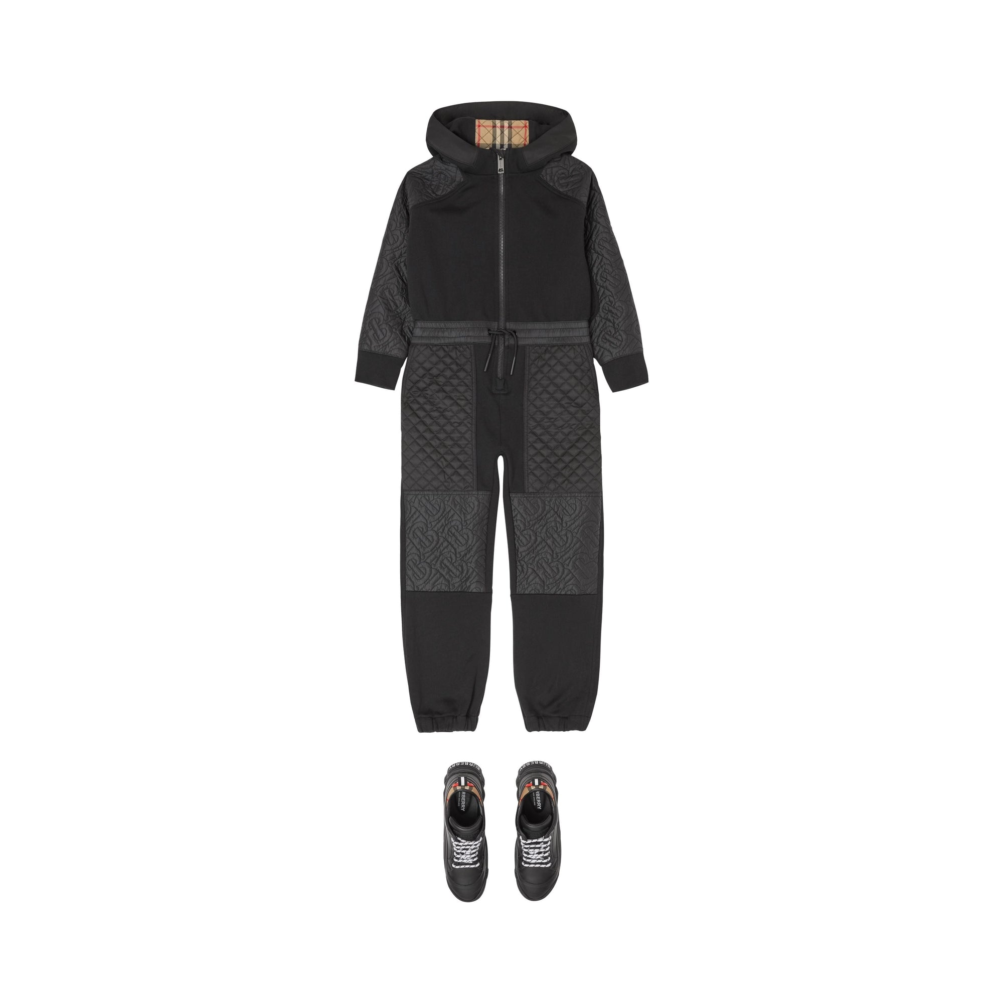 Combinaison en coton matelassé Monogram - Black