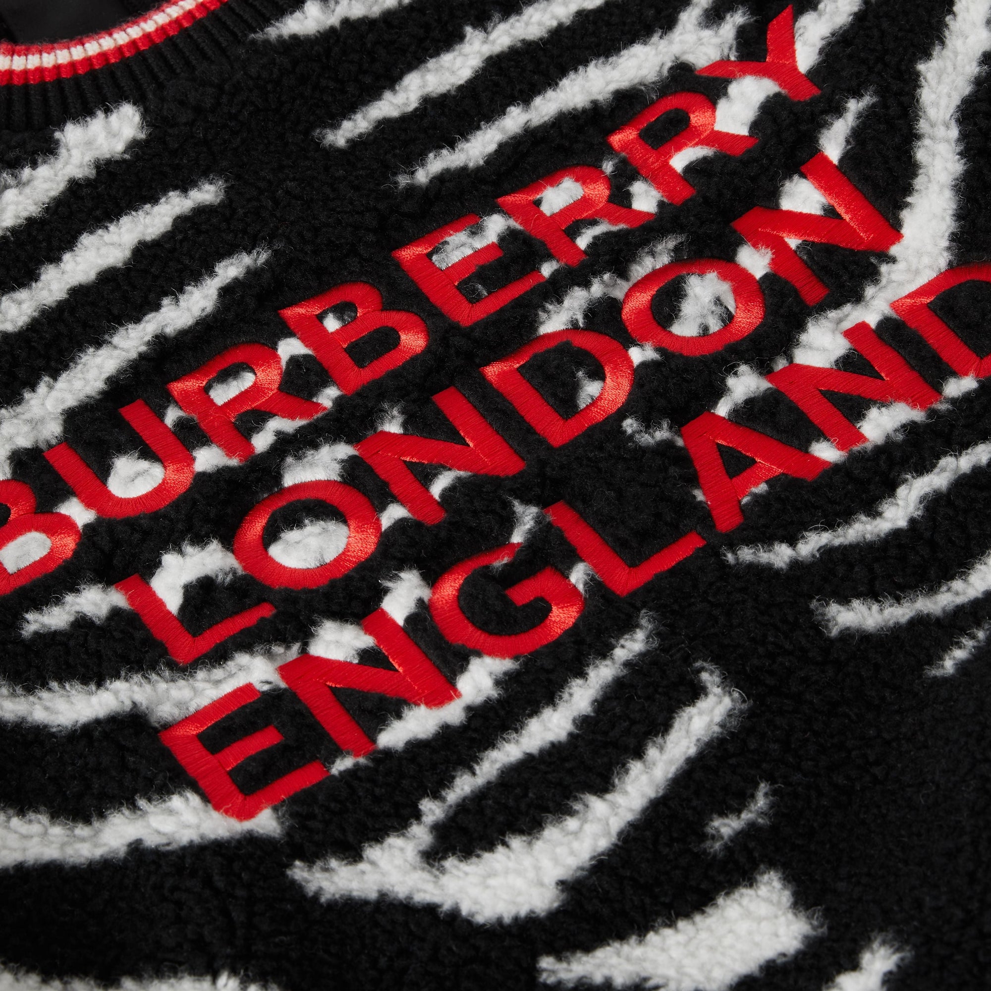Pull en jacquard molletonné zébré avec logo brodé - Black