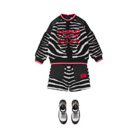 Pull en jacquard molletonné zébré avec logo brodé - Black