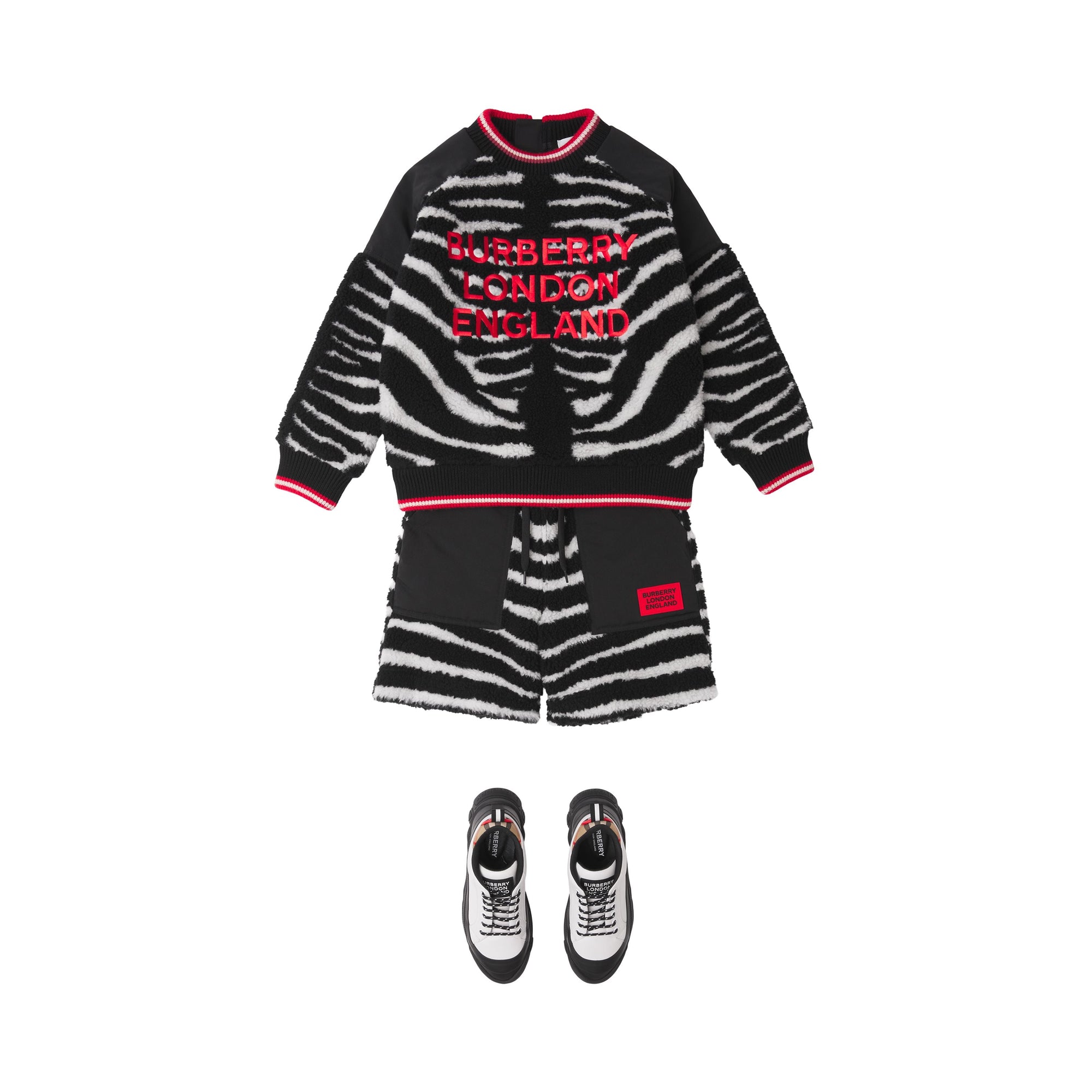 Pull en jacquard molletonné zébré avec logo brodé - Black
