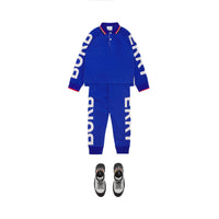 Polo à manches longues en coton avec logo - Cobalt Blue