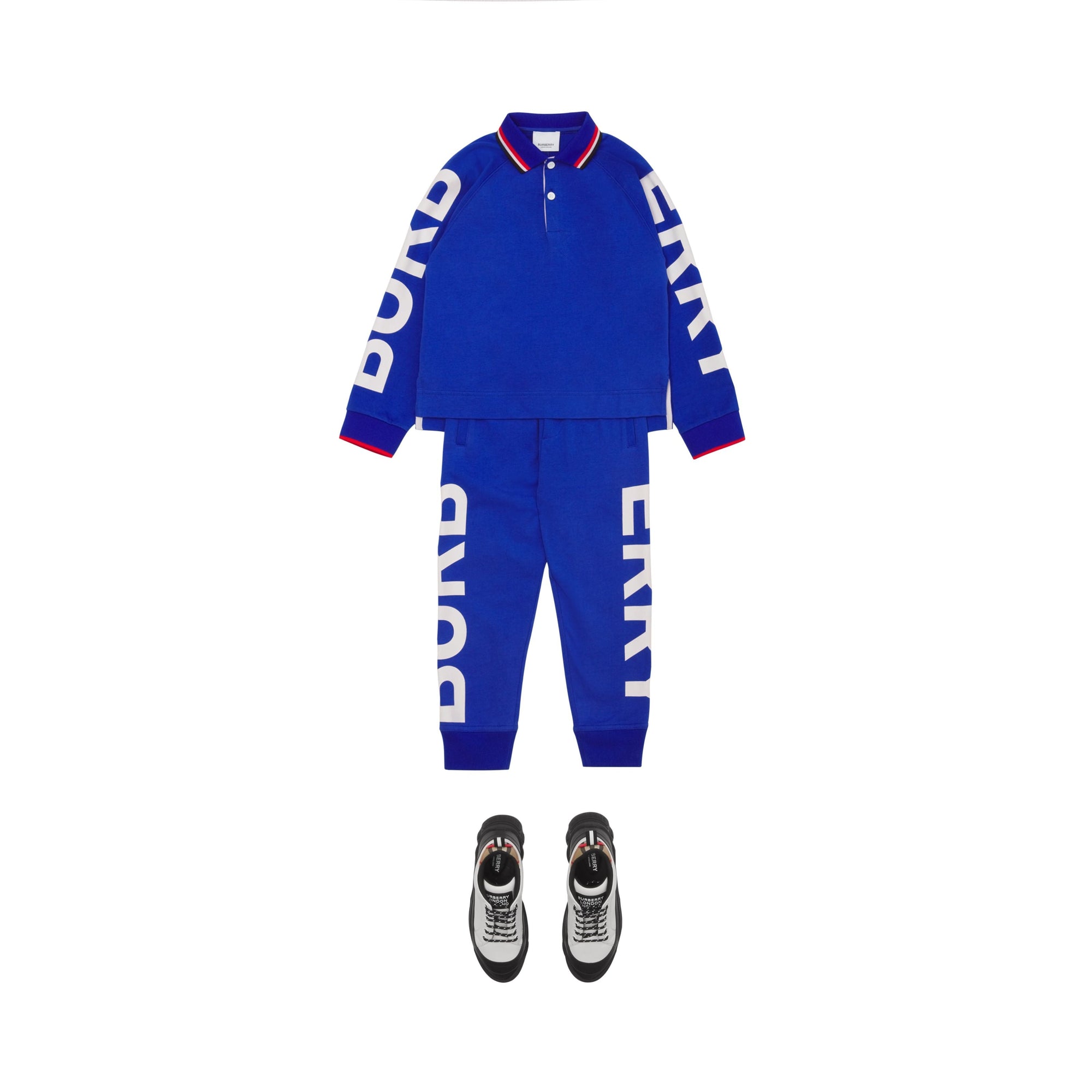 Polo à manches longues en coton avec logo - Cobalt Blue