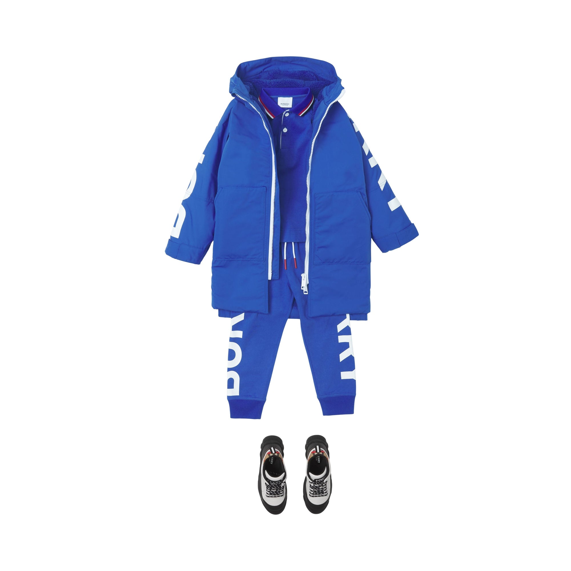 Manteau oversize à doublure molletonnée avec logo - Cobalt Blue