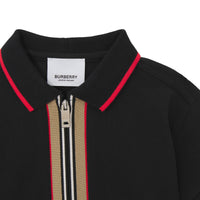 Polo zippé en coton avec rayures iconiques - Black
