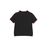 Polo zippé en coton avec rayures iconiques - Black