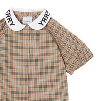 Chemisier en coton stretch Check à logo et manches - Archive Beige Check