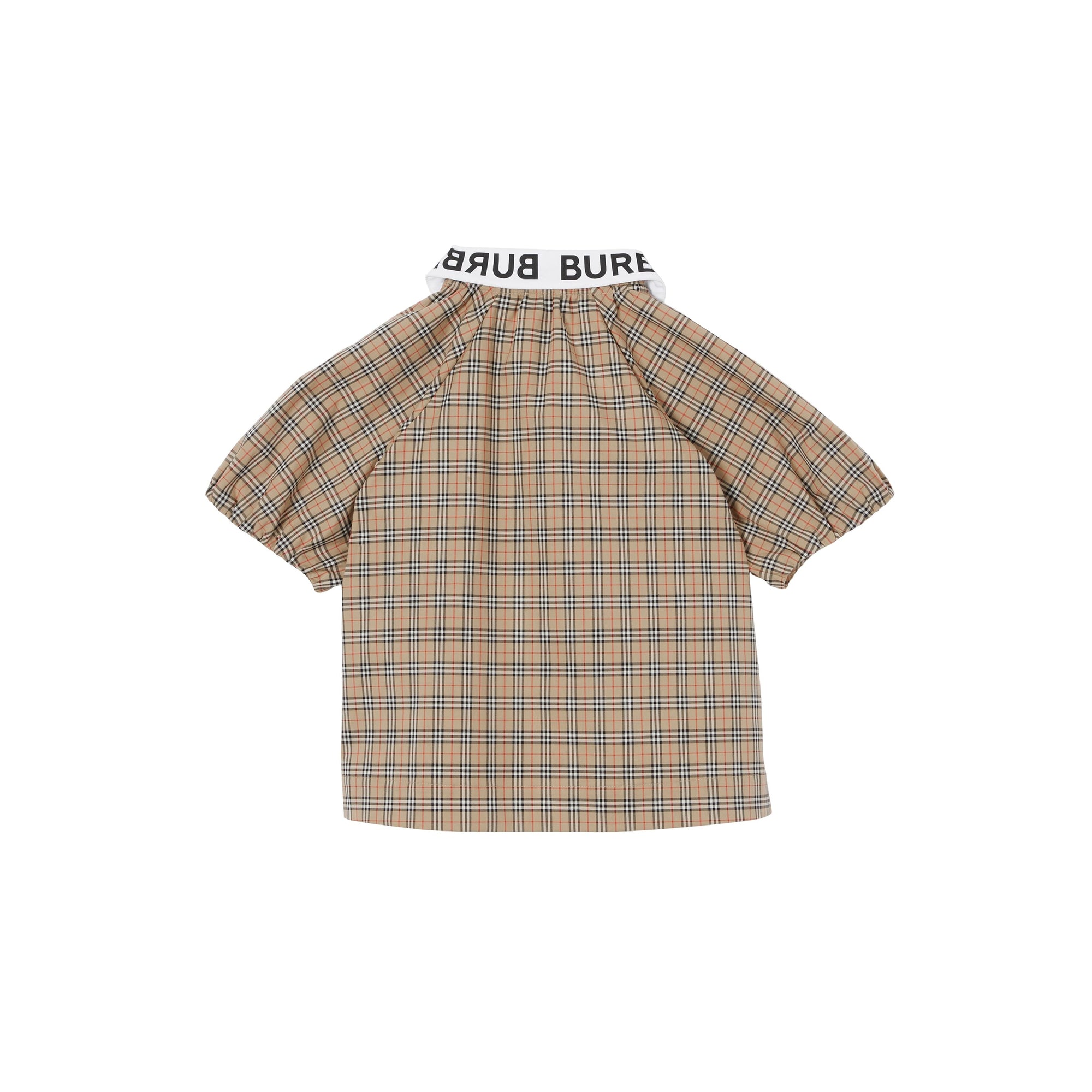 Chemisier en coton stretch Check à logo et manches - Archive Beige Check