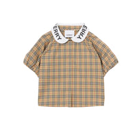 Chemisier en coton stretch Check à logo et manches - Archive Yellow Check