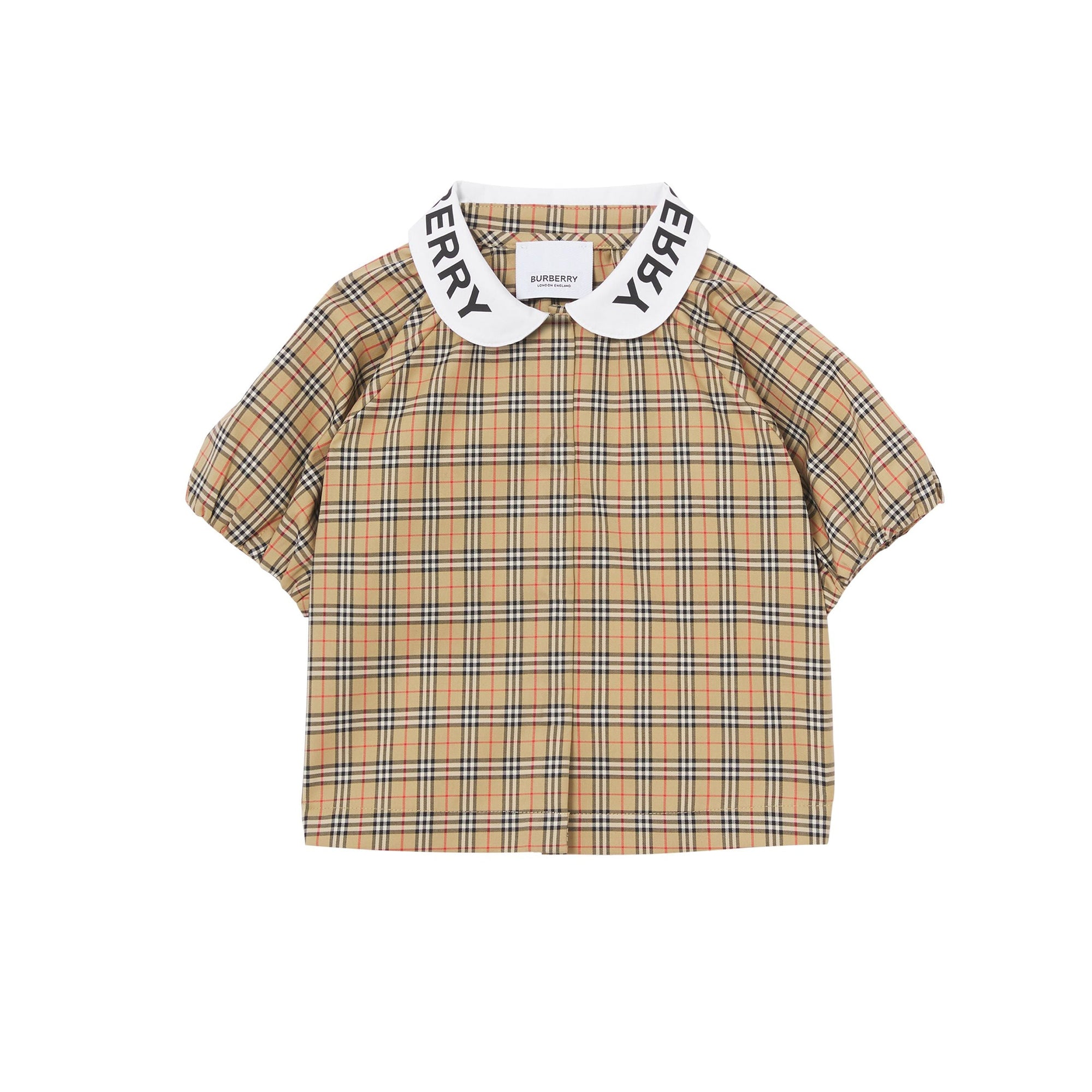 Chemisier en coton stretch Check à logo et manches - Archive Yellow Check