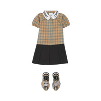 Chemisier en coton stretch Check à logo et manches - Archive Yellow Check
