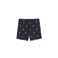 Short ajusté en denim à motifs étoilé et Monogram - Indigo