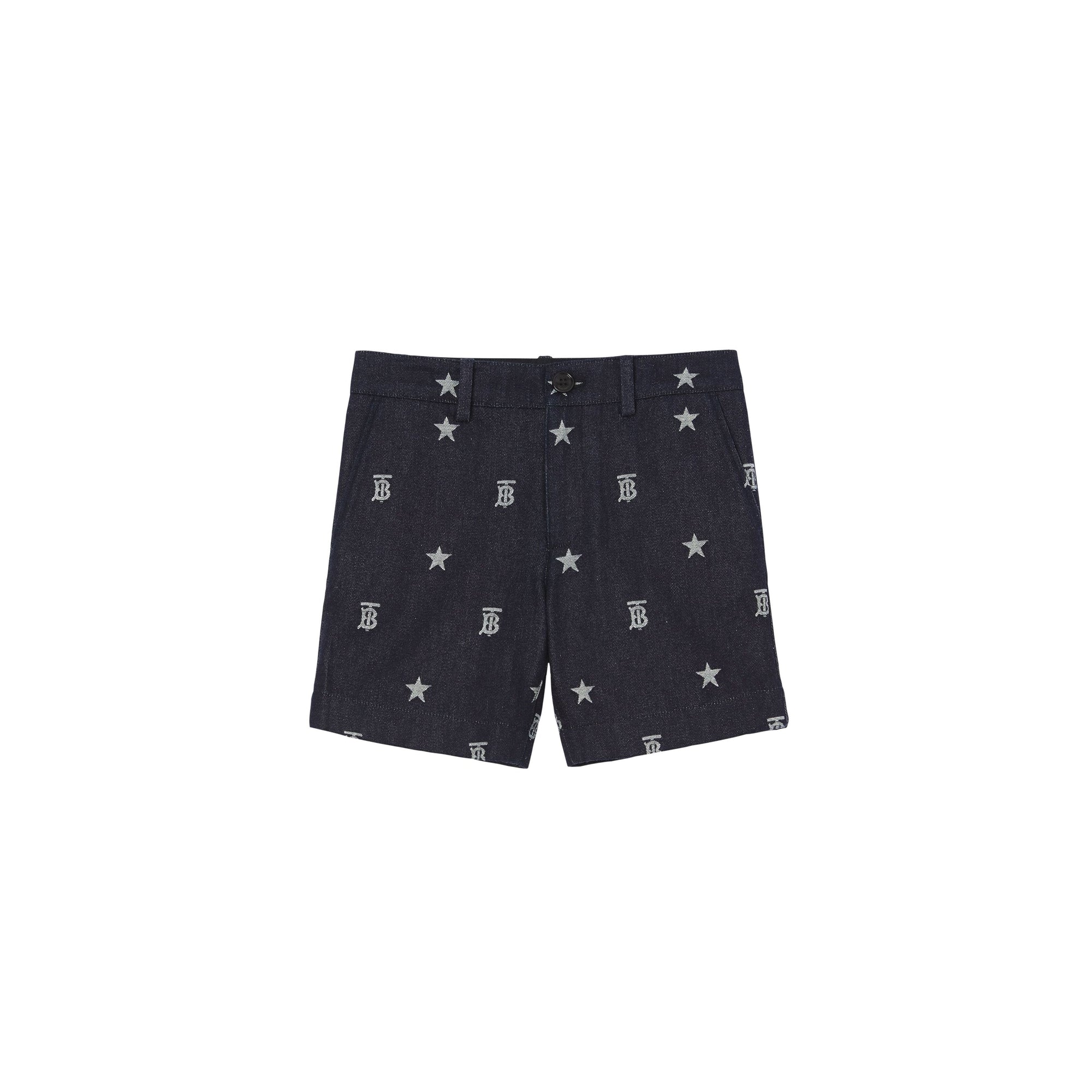 Short ajusté en denim à motifs étoilé et Monogram - Indigo