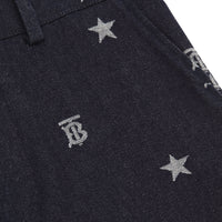 Short ajusté en denim à motifs étoilé et Monogram - Indigo