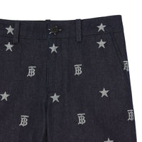 Short ajusté en denim à motifs étoilé et Monogram - Indigo