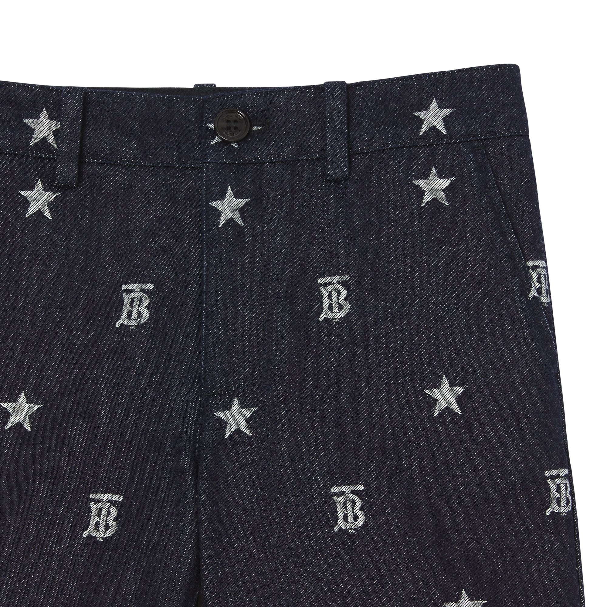 Short ajusté en denim à motifs étoilé et Monogram - Indigo