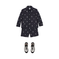 Short ajusté en denim à motifs étoilé et Monogram - Indigo