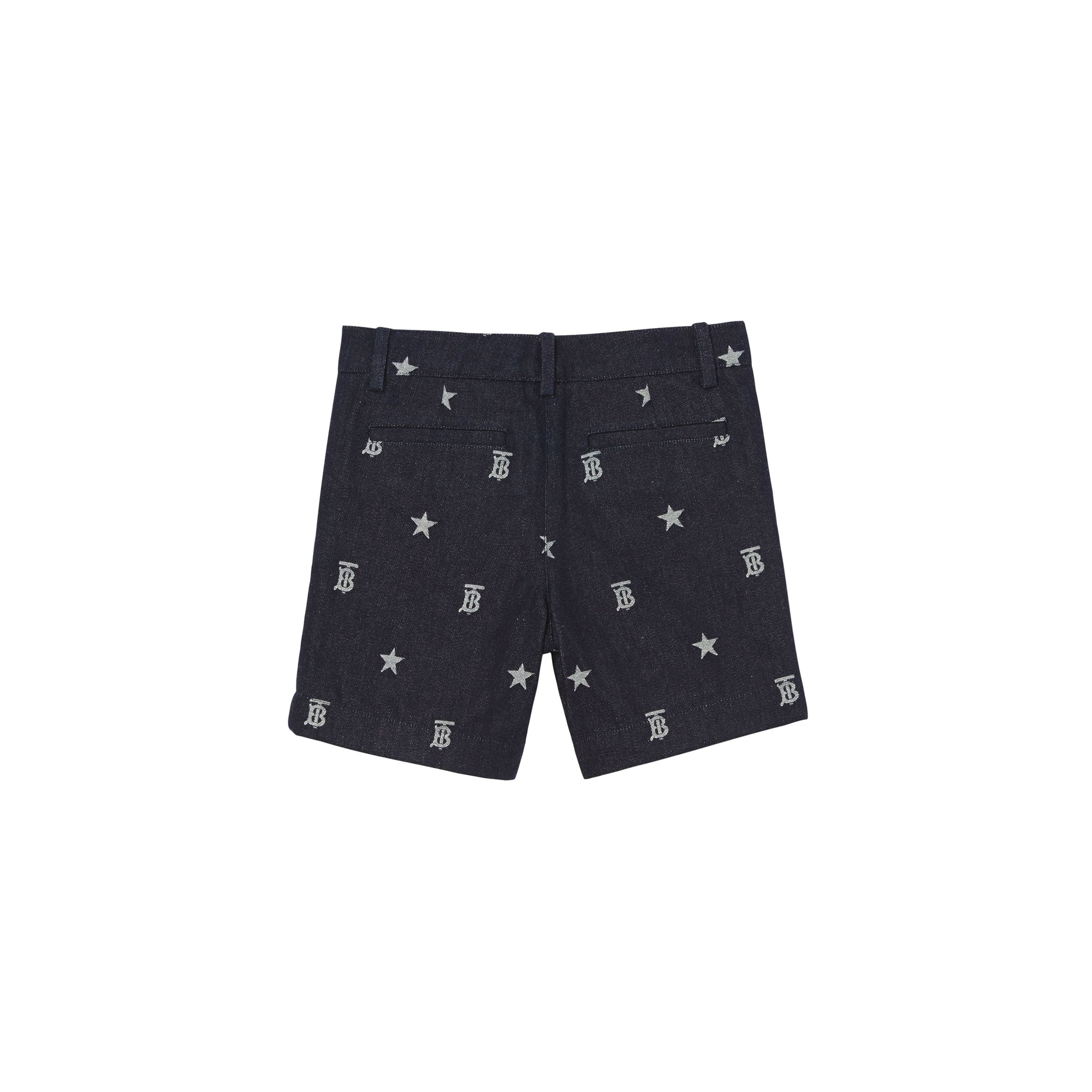 Short ajusté en denim à motifs étoilé et Monogram - Indigo