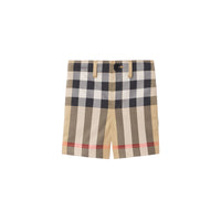 Short ajusté en coton stretch check - Archive Beige Check