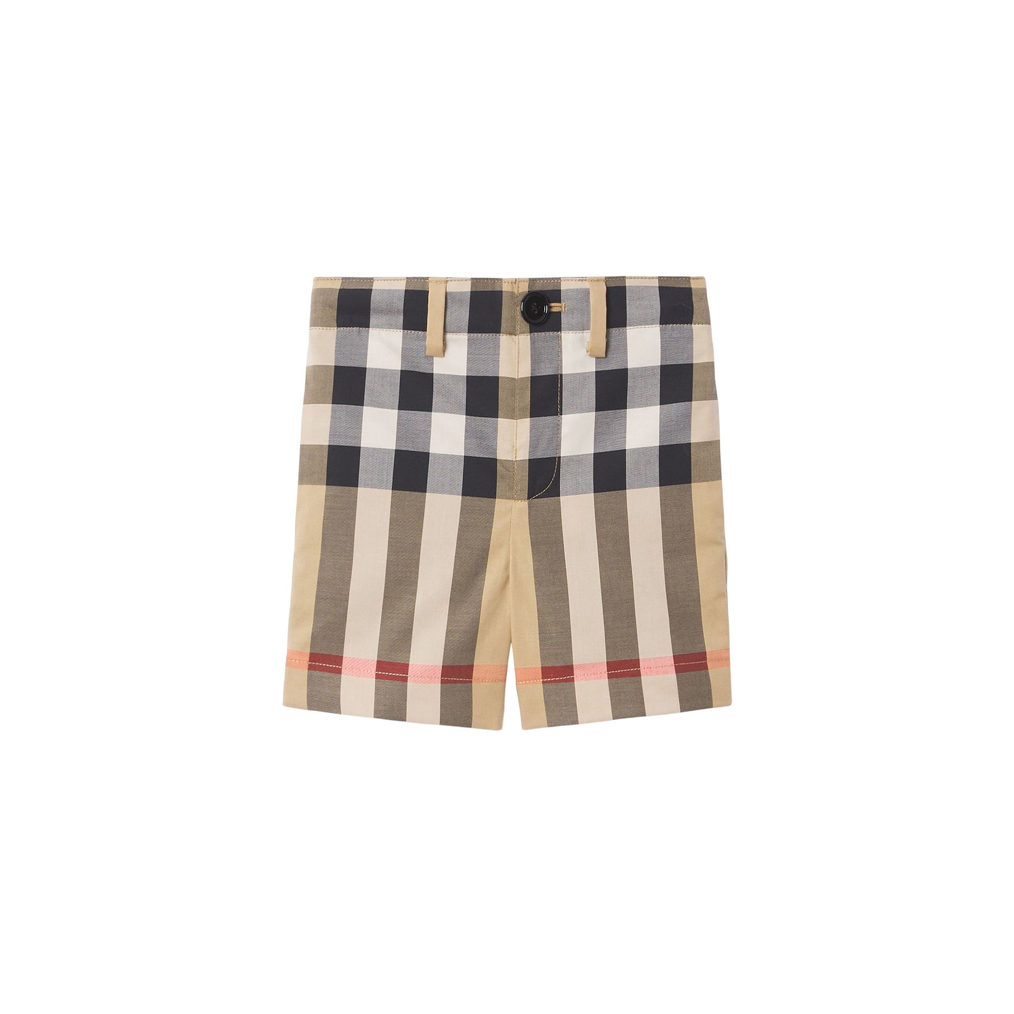 Short ajusté en coton stretch check - Archive Beige Check