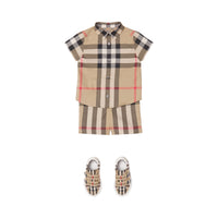 Short ajusté en coton stretch check - Archive Beige Check