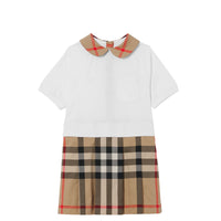 Robe enfant à manches courtes en coton Check - Archive Beige Check