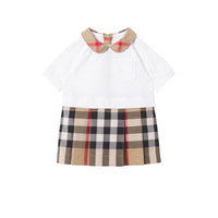 Robe bébé à manches courtes en coton Check - Archive Beige Check
