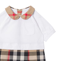 Robe bébé à manches courtes en coton Check - Archive Beige Check
