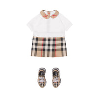 Robe bébé à manches courtes en coton Check - Archive Beige Check