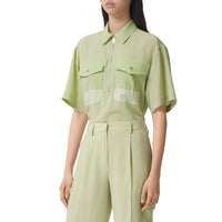 Chemise bowling en crêpe de soie - Mist Green