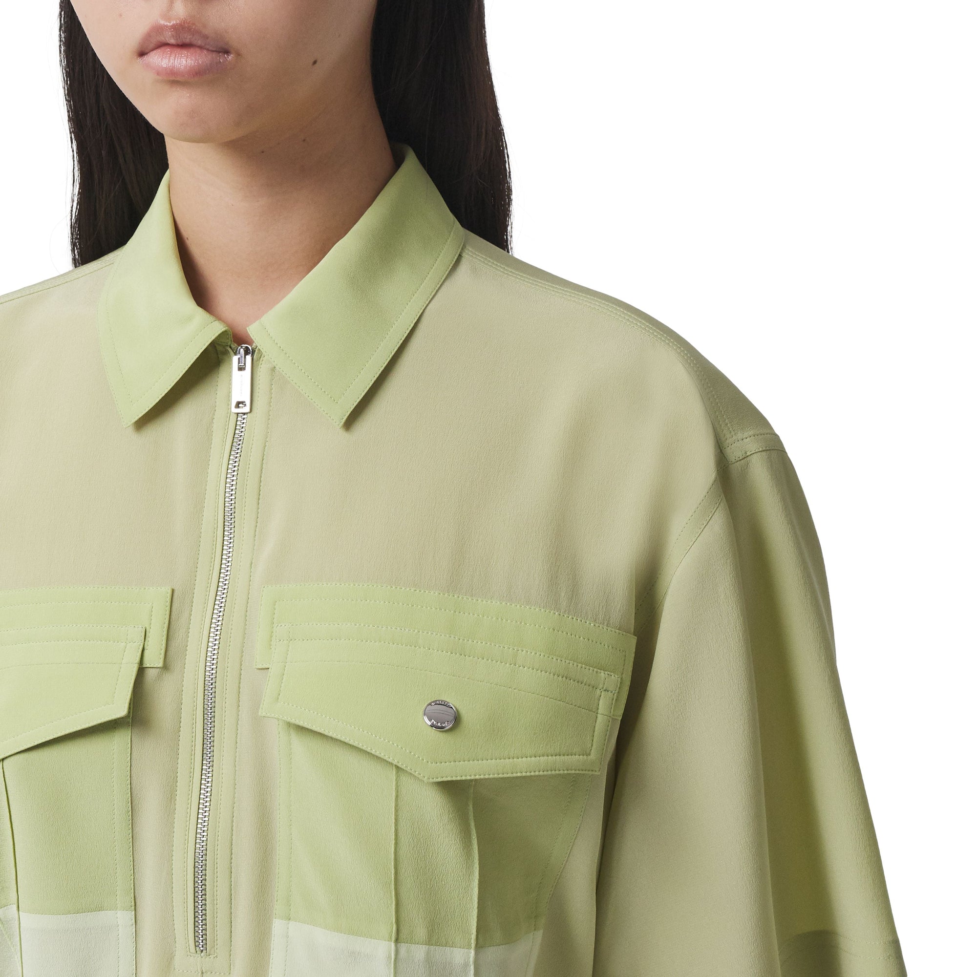 Chemise bowling en crêpe de soie - Mist Green