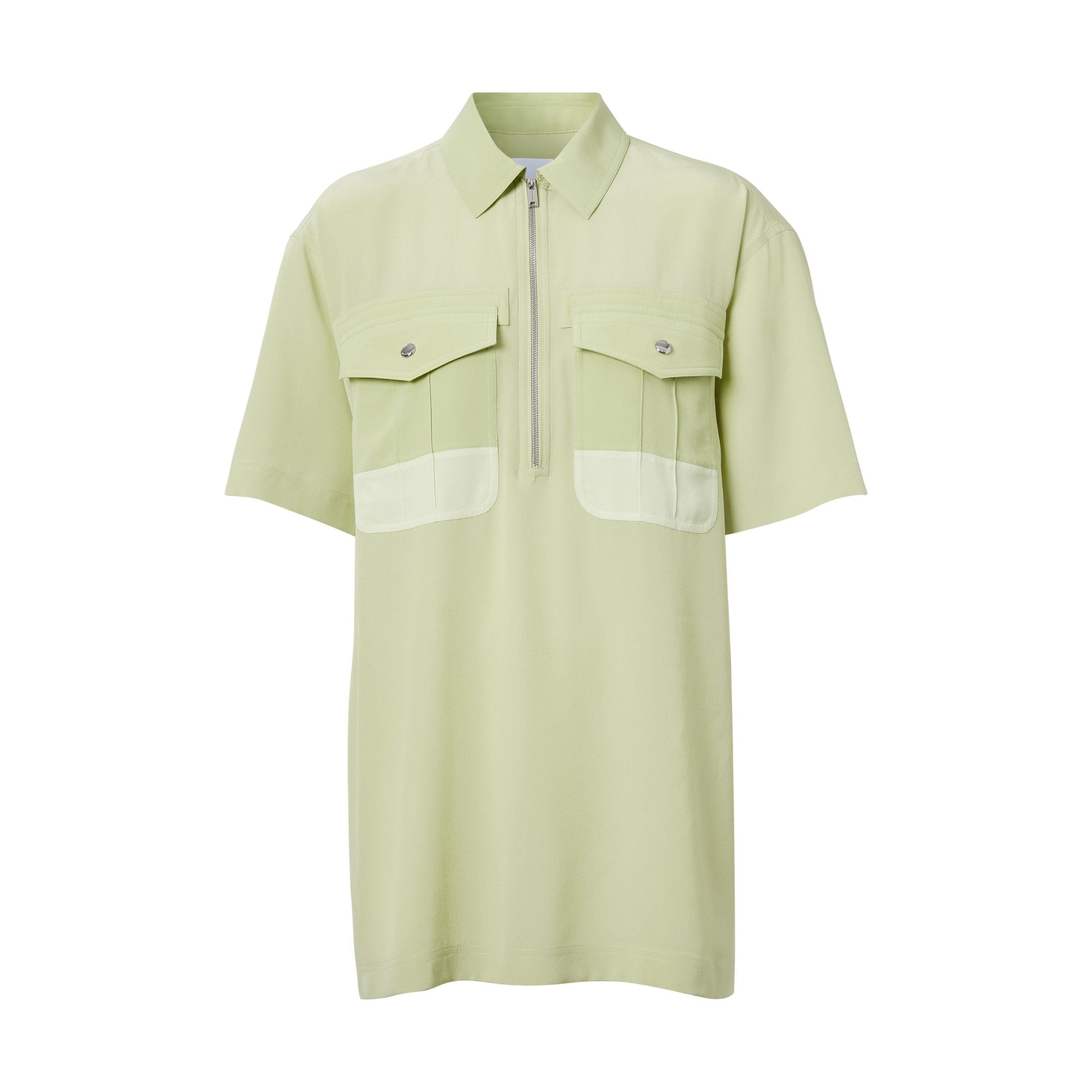 Chemise bowling en crêpe de soie - Mist Green