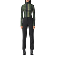 Haut à col montant en jersey stretch Check - Military Green