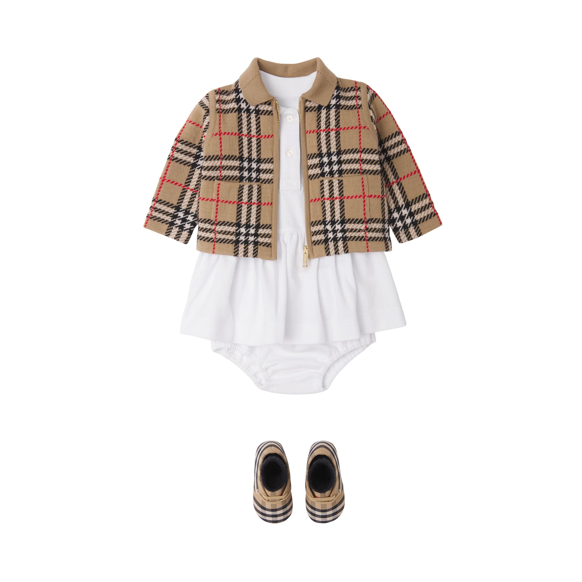 Veste en jacquard de laine Check - Archive Beige Check