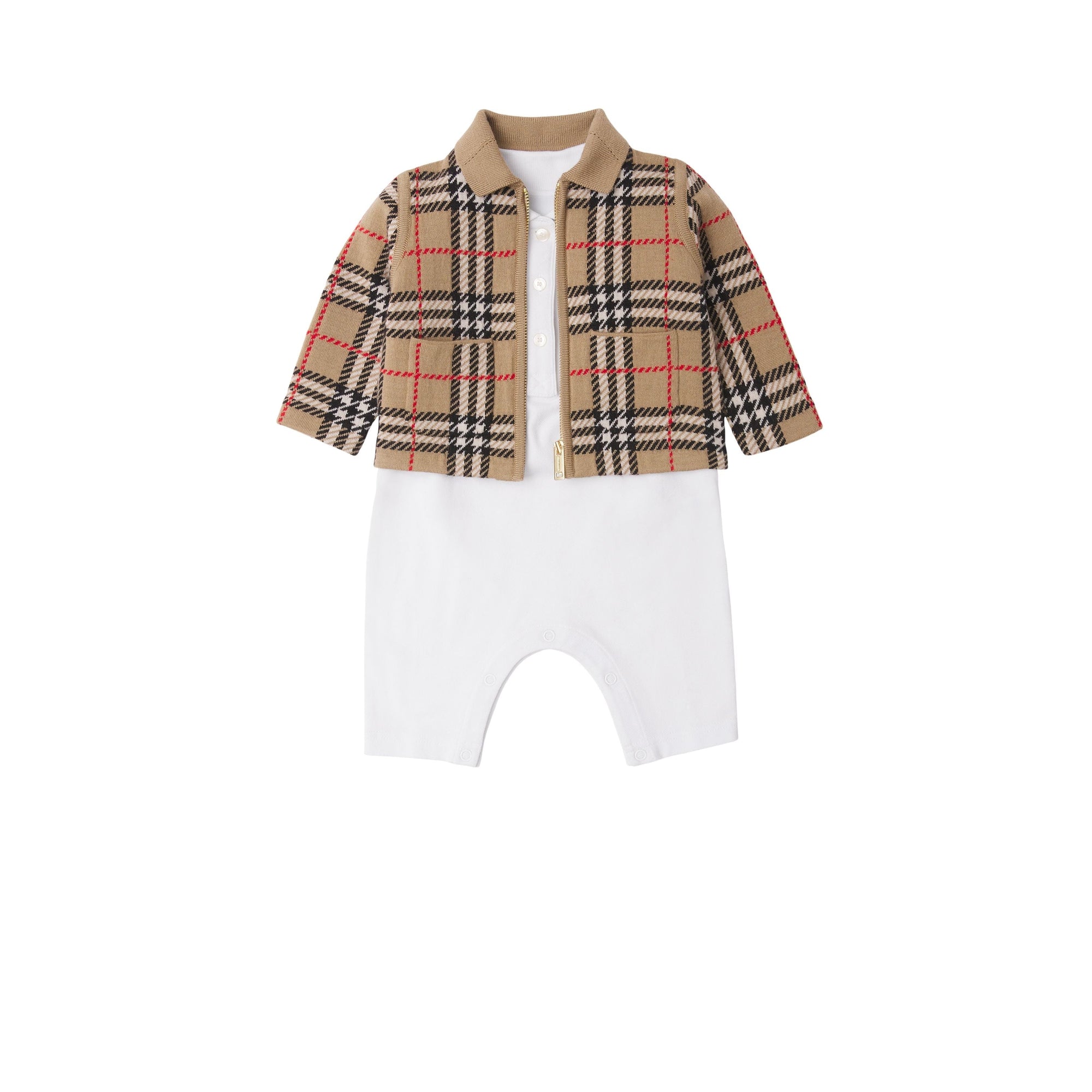 Veste en jacquard de laine Check - Archive Beige Check