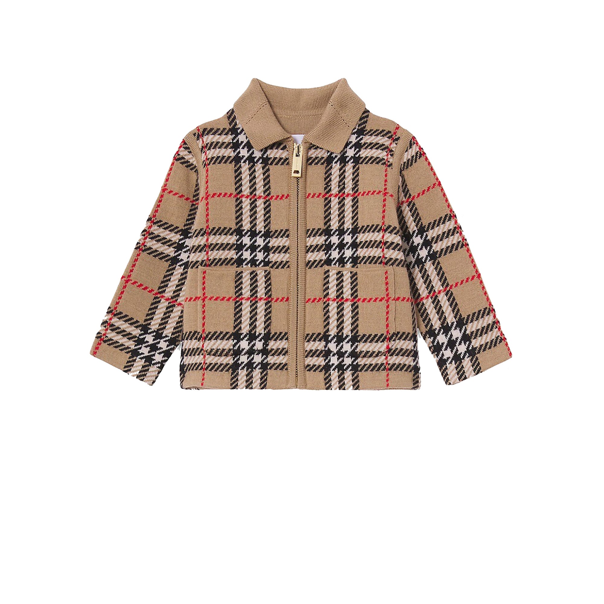 Veste en jacquard de laine Check - Archive Beige Check