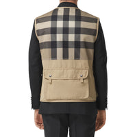 Veste sans manches technique et mesh check - Archive Beige Check