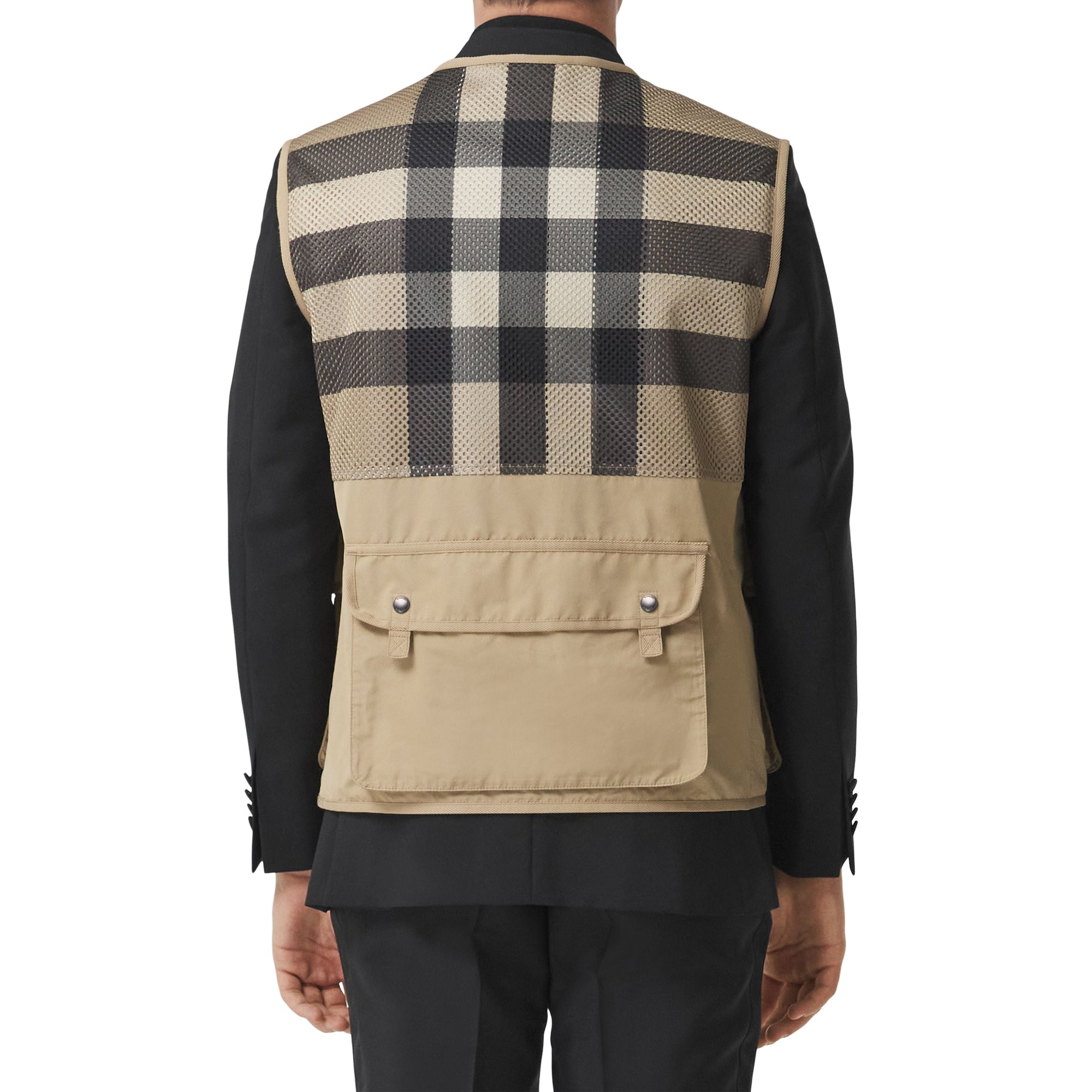Veste sans manches technique et mesh check - Archive Beige Check