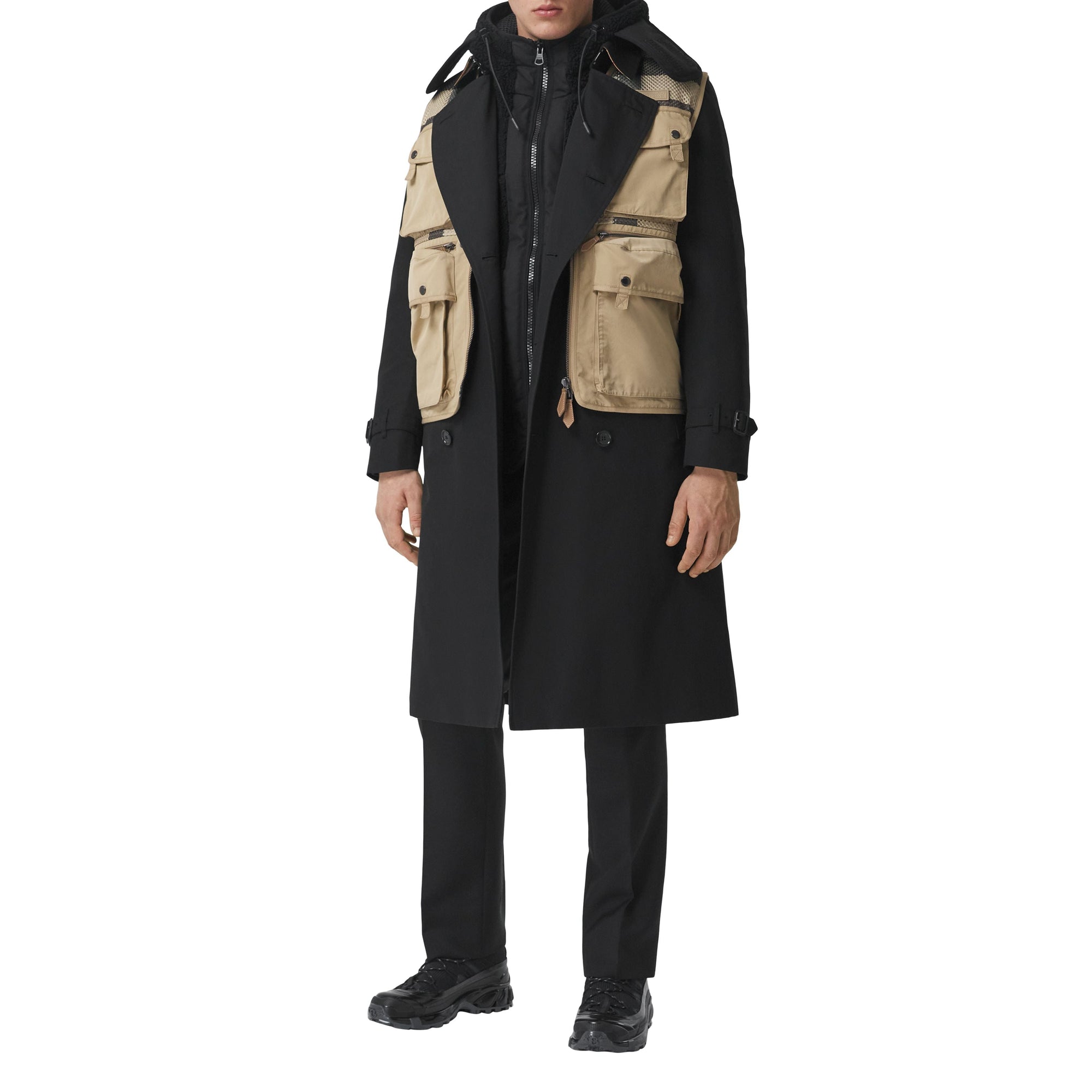 Veste sans manches technique et mesh check - Archive Beige Check