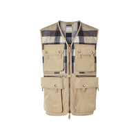 Veste sans manches technique et mesh check - Archive Beige Check