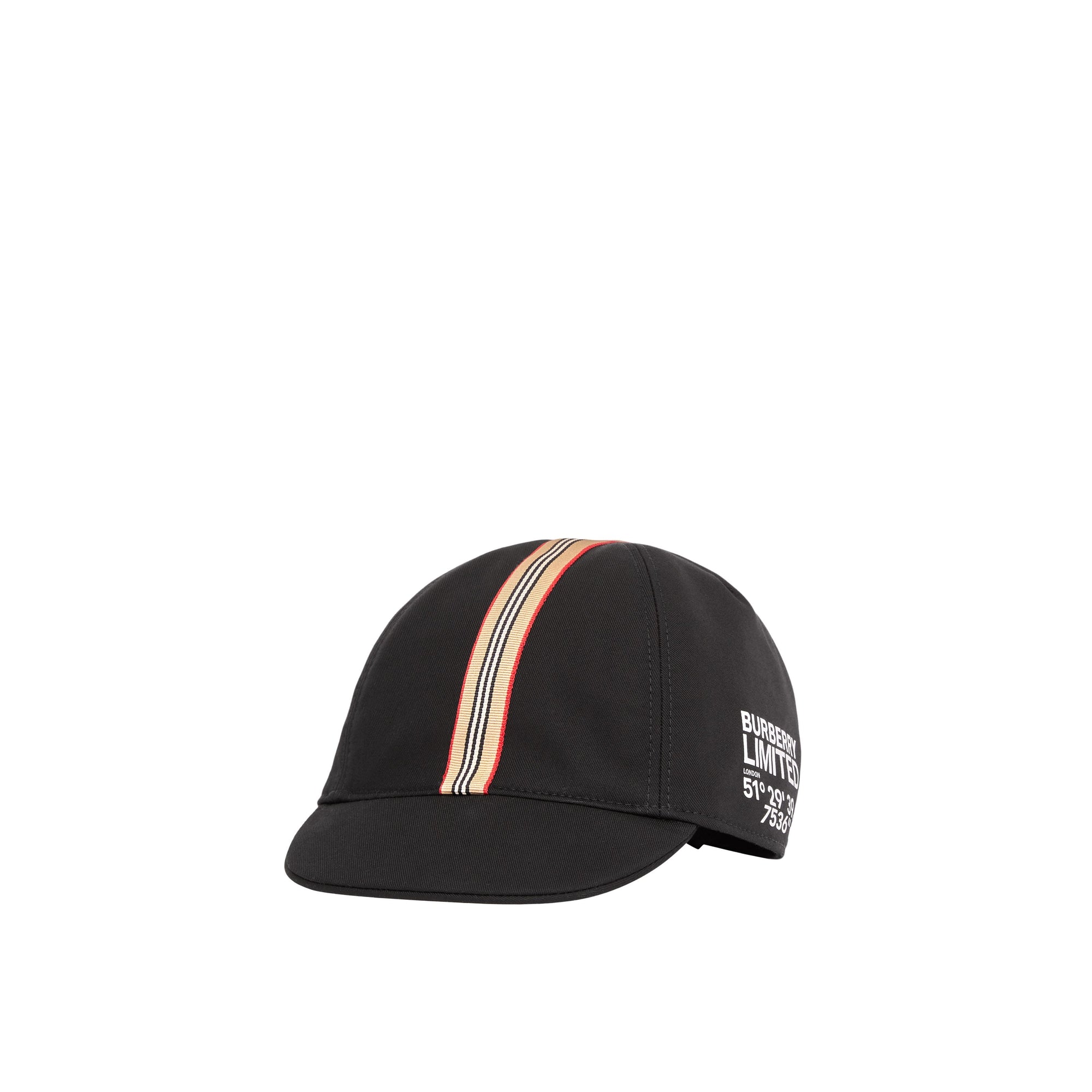 Casquette en coton avec coordonnées et rayures iconiques - Black & White