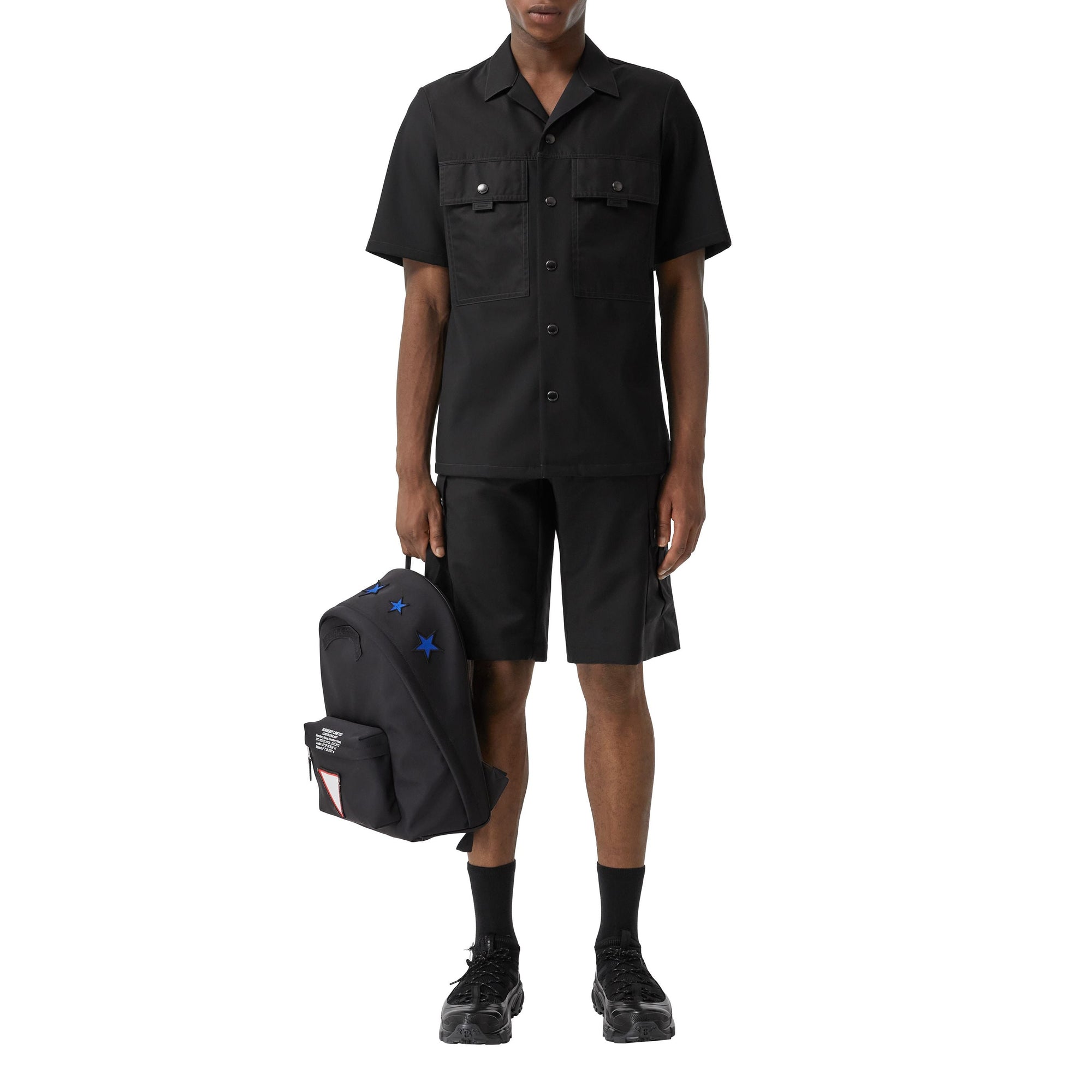 Short cargo en mohair et laine - Black