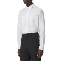 Chemise oversize en satin de coton à logo - White