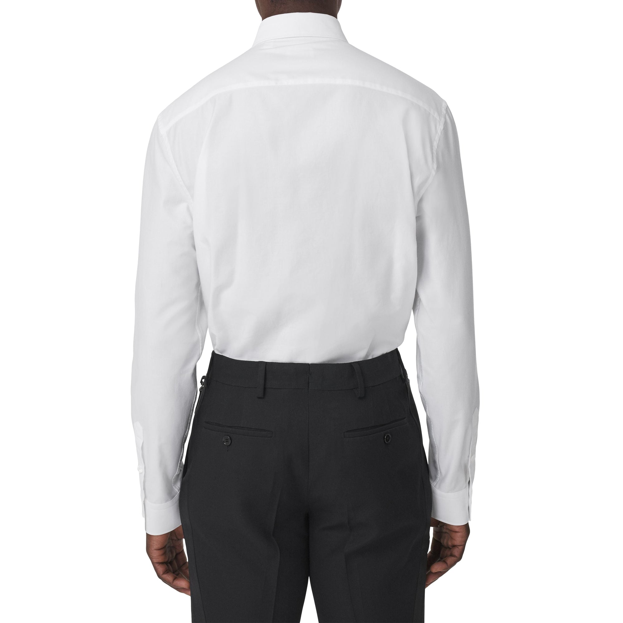 Chemise oversize en satin de coton à logo - White