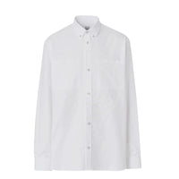 Chemise oversize en satin de coton à logo - White