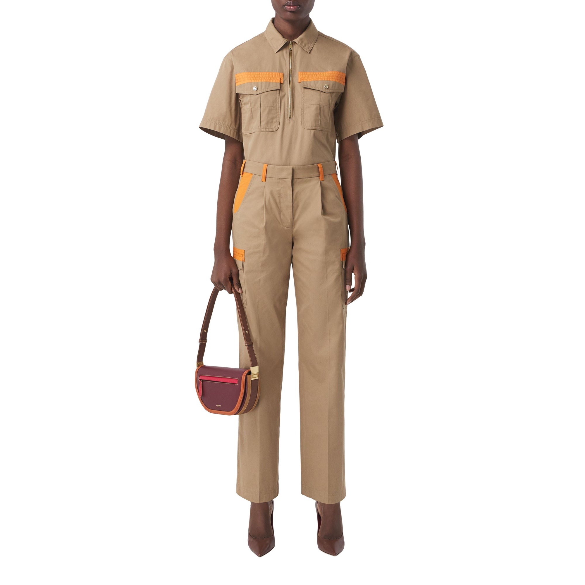 Pantalon cargo court en coton technique - Honey