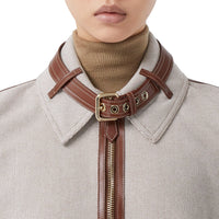 Cape en toile de coton avec détails en cuir - Soft Fawn Melange