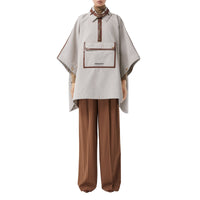 Cape en toile de coton avec détails en cuir - Soft Fawn Melange