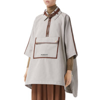 Cape en toile de coton avec détails en cuir - Soft Fawn Melange